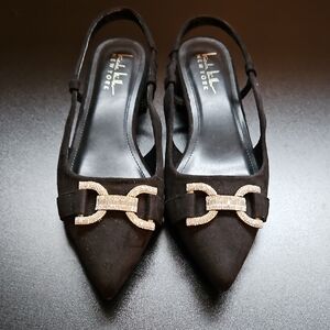 Nicole Miller Puddle Slingback Heels - Black